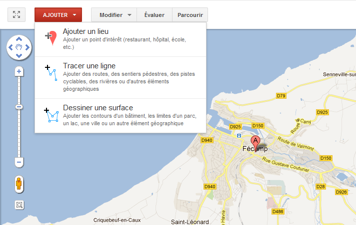 L'outil ajout de lieu de Google Map Maker