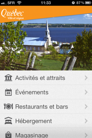 Application iPhone Québec Tourisme