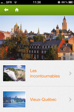 Application iPhone Québec Tourisme