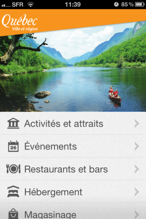 Application iPhone Québec Tourisme