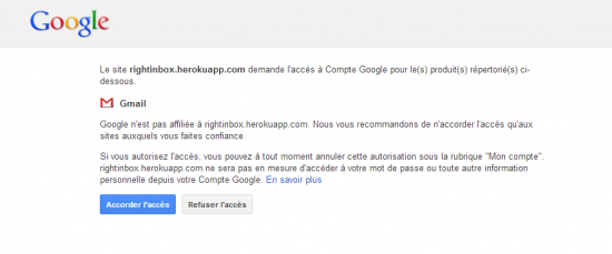 Accorder l'accès à votre compte Gmail