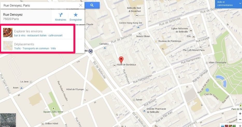 Fonction "Explorer" de Google Maps