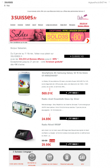 Email retargeting 3Suisses