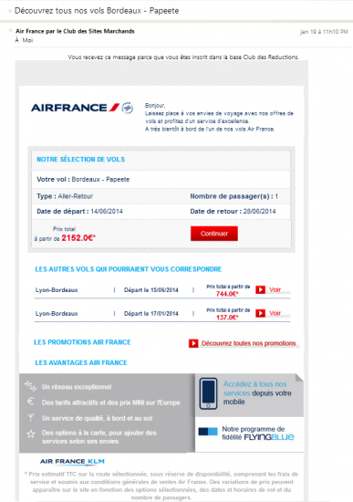 Email retargeting Air France