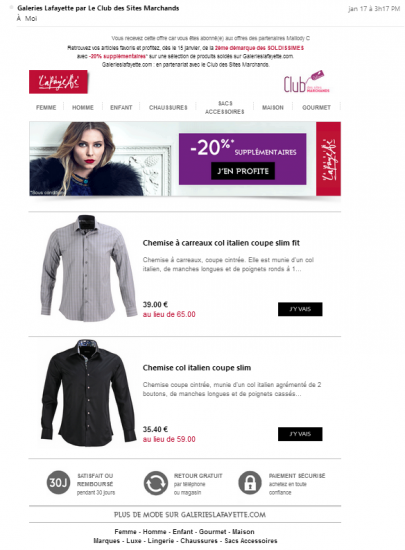 Email retargeting Galeries Lafayette