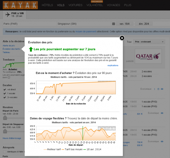 KAYAK résultats de recherche