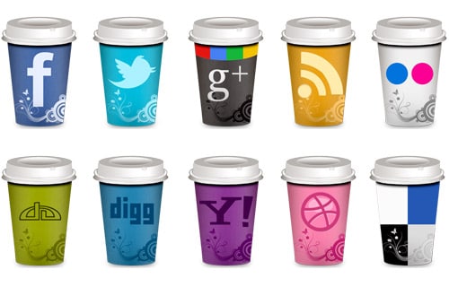 Land of web, coffee cup icons