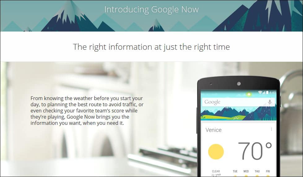 Google Now right information right time