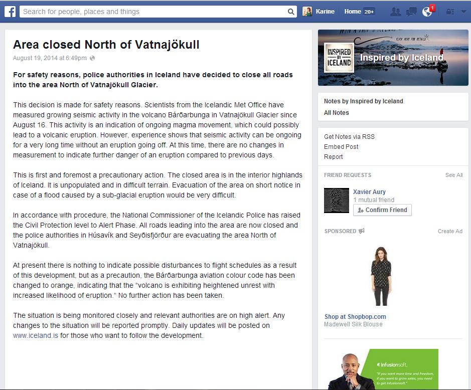 Facebook gestion de crise islande 