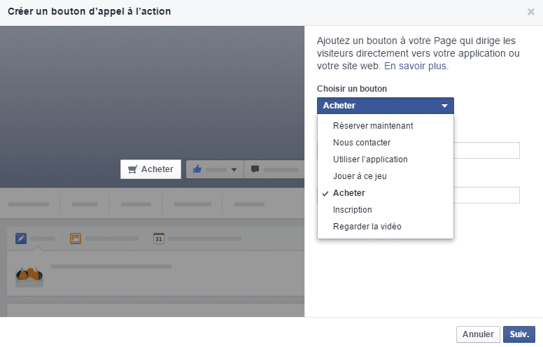 Le bouton d'appel à l'action de Facebook