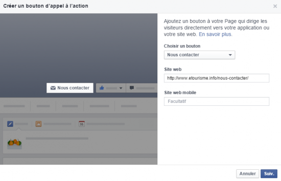 Le bouton d'appel à l'action de Facebook