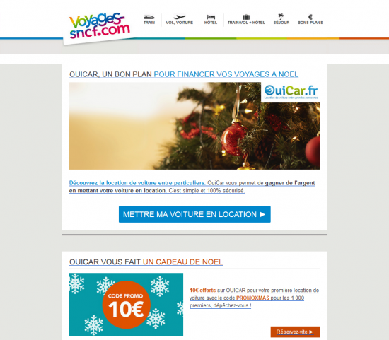 Newsletter SNCF Ouicar