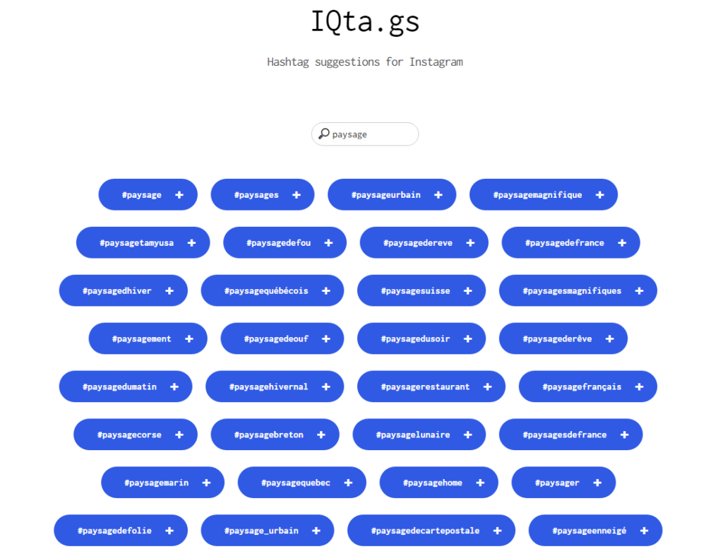 Recherche de hashtags avec IQta.gs