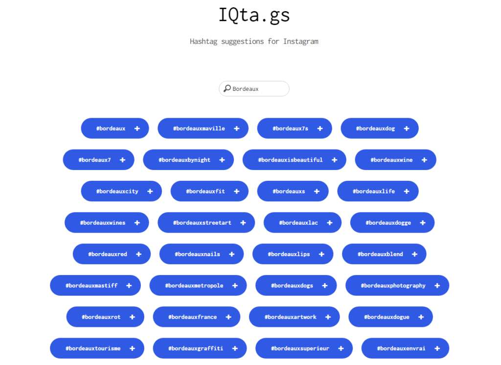 Recherche de hashtags avec IQta.gs