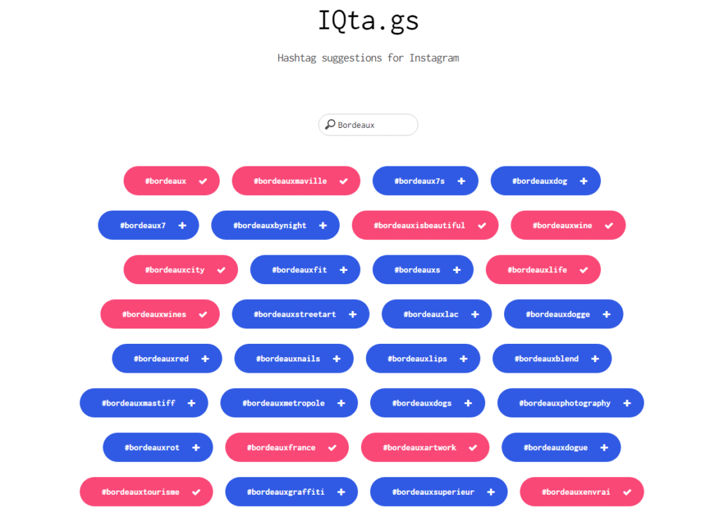 Recherche de hashtags avec IQta.gs