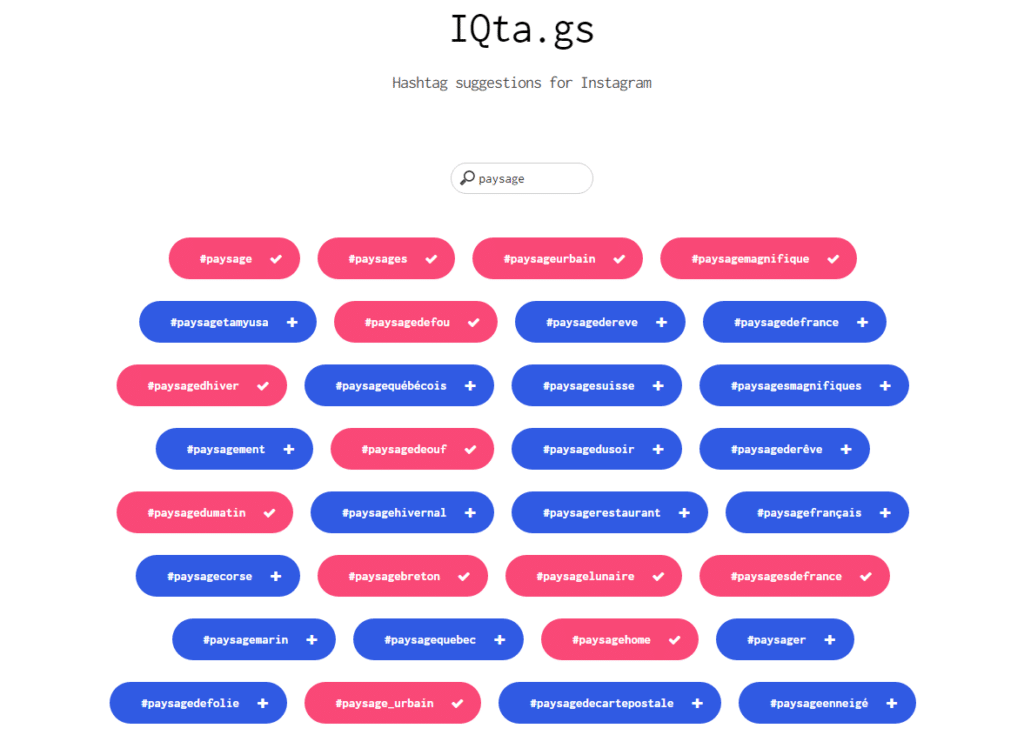 Recherche de hashtags avec IQta.gs