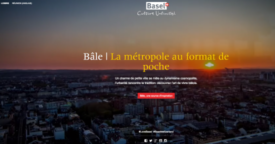 Beau site en scrolling pour l'office de tourisme de Bâle en Suisse