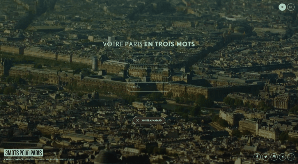 3 mots pour Paris, le choix des mots