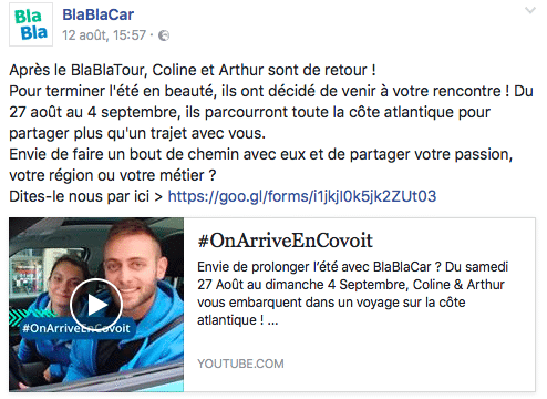 #onarriveencovoit Blablacar facebook