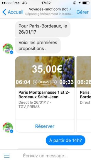Chatbot de Voyages SNCF