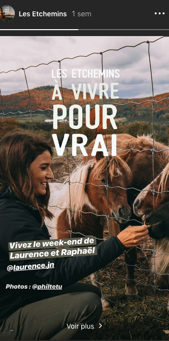 Exemple de story publié sur le compte Instagram de Tourisme Chaudière Appalaches