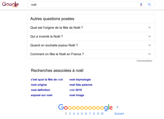 Recherches associés de Google