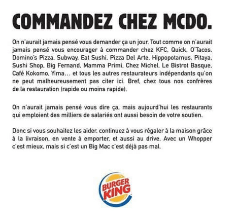 Publication de Burger King France sur les médias sociaux