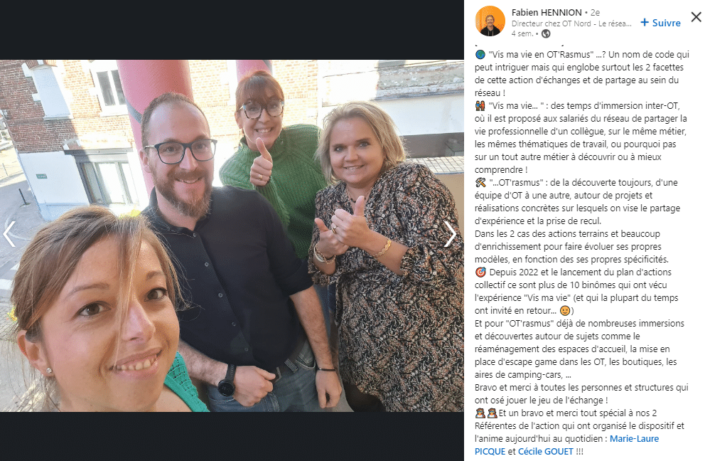 Capture LinkedIn de OT Nord sur Vis ma vie en Ot'Rasmus